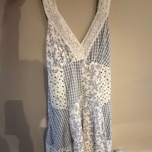 Blue and White Patchwork Dress